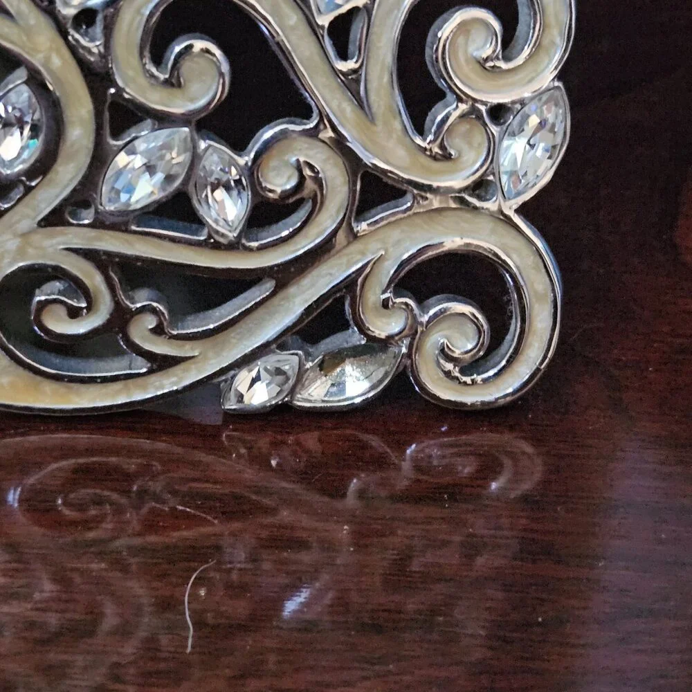 RARE VINTAGE JAY STRONGWATER SCROLL WEDDING DUCHESS MARQUIS CRYSTAL ENAMEL FRAME
